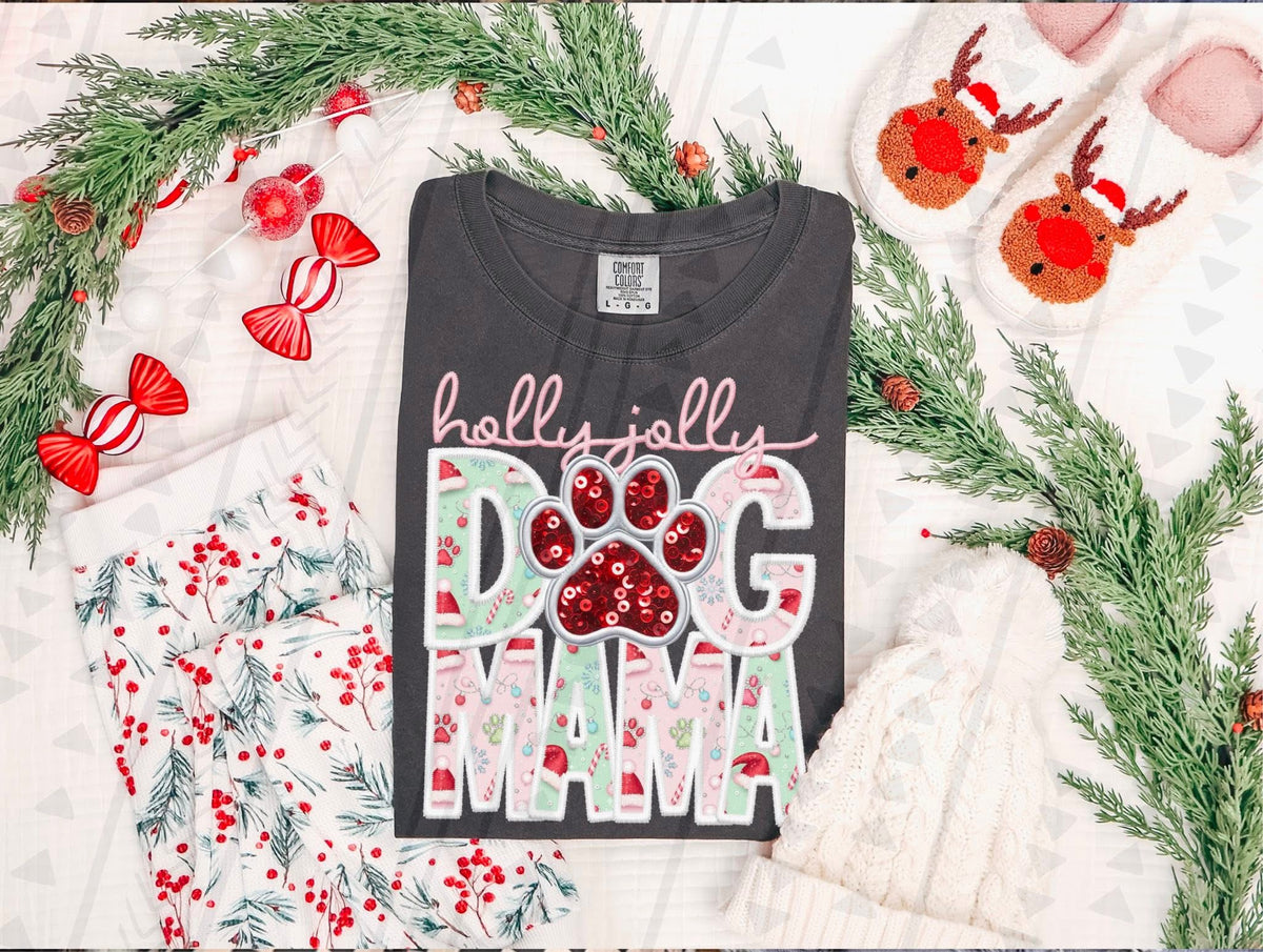 Holly jolly dog mama TGG DTF Transfer