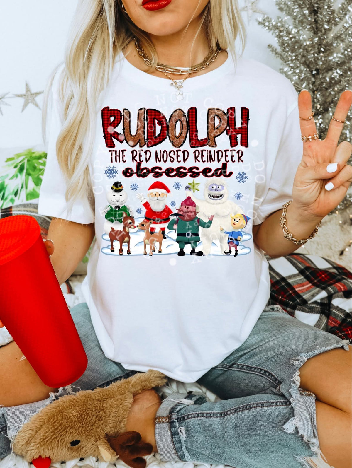 Rudolph the red nosed reindeer obsessed DD DTF transfer