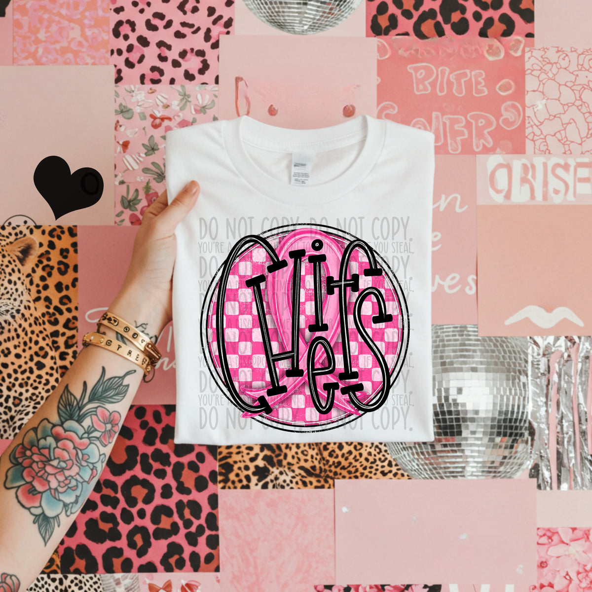 Chiefs pink checkered SWD DTF transfer