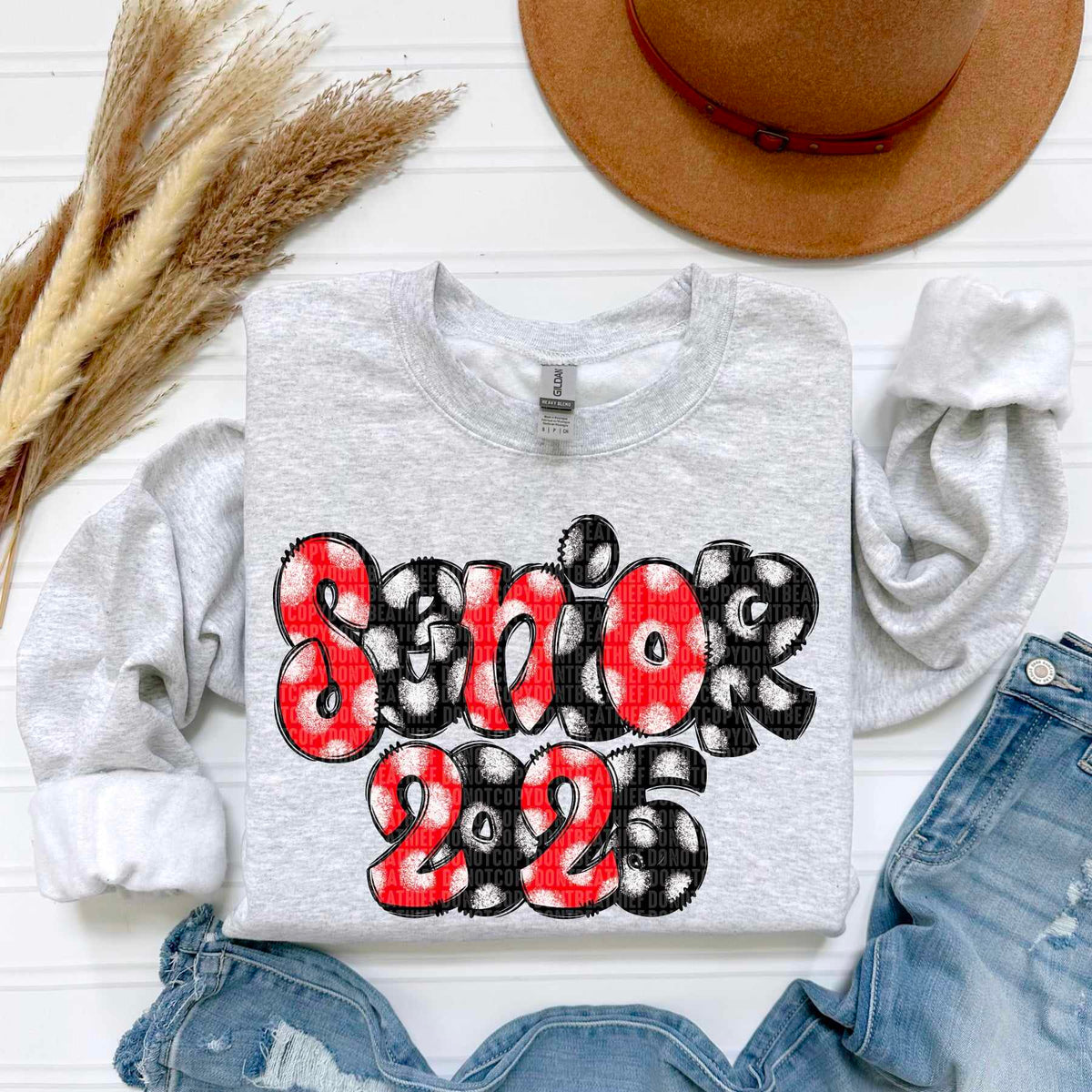 Senior 2025 red and black 50556 DTF transfer