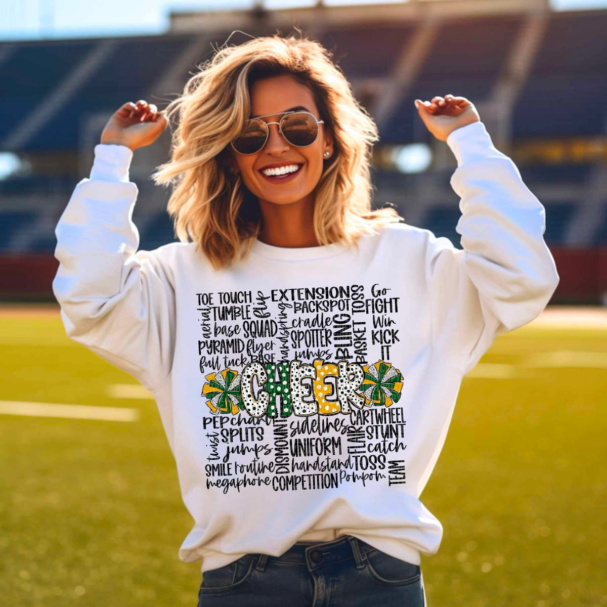 Cheer subway white green and yellow 50644 DTF transfer