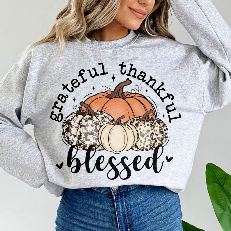 Grateful thankful blessed pumpkins DTF transfer