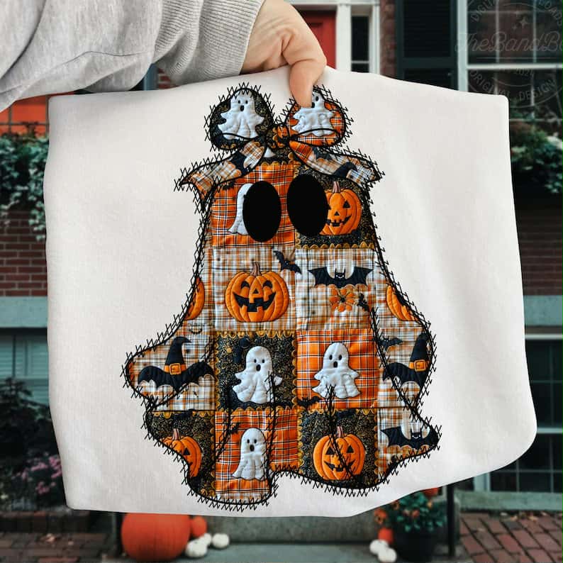 Halloween patchwork ghost DTF transfer