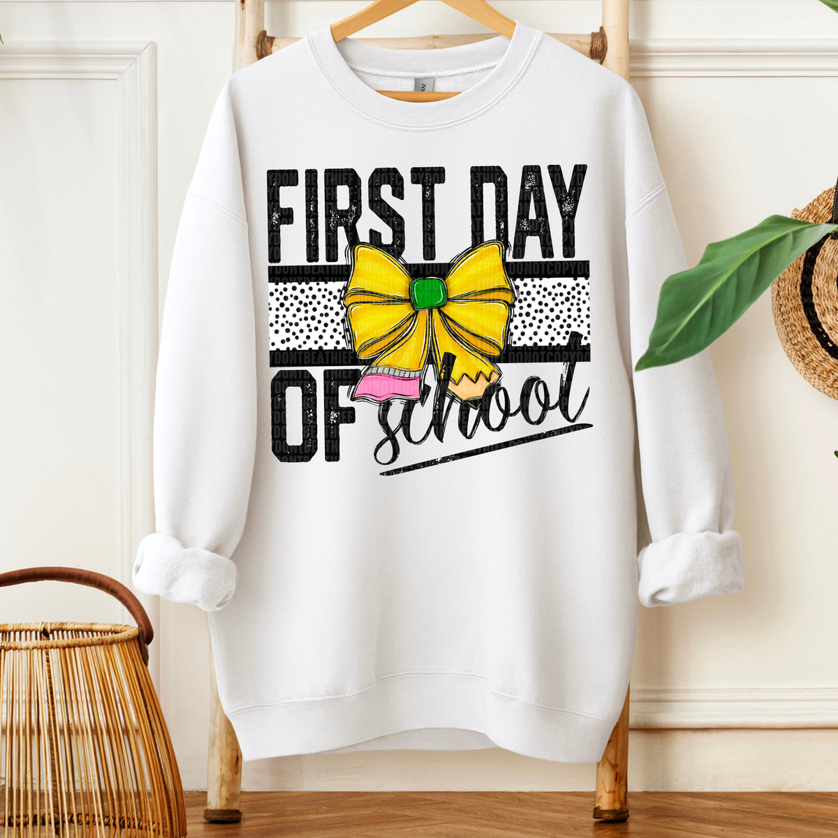 First day of school yellow bow SDD DTF transfer