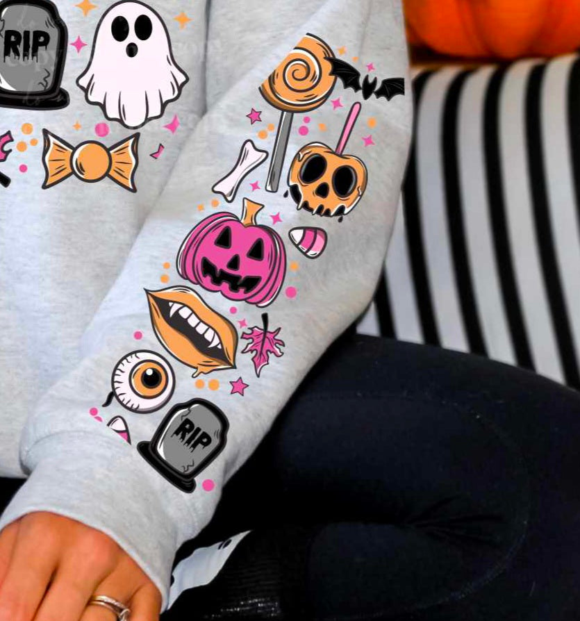 Orange and pink halloween items SLEEVE (CSC) 44880 DTF transfer