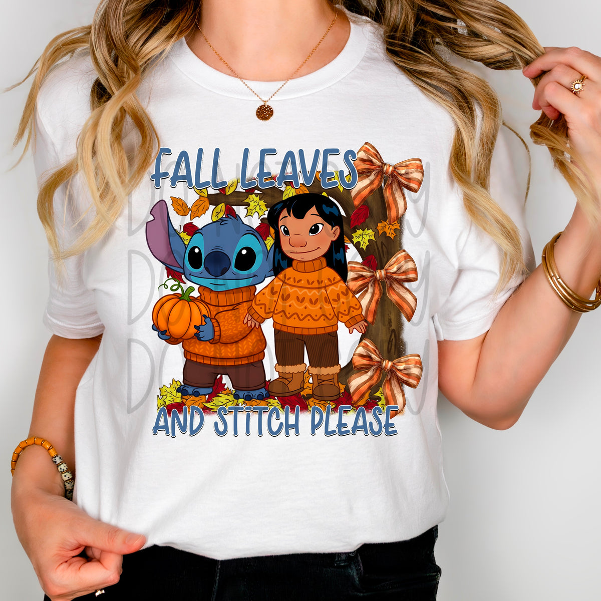 Fall leaves and stitch please DTF transfer