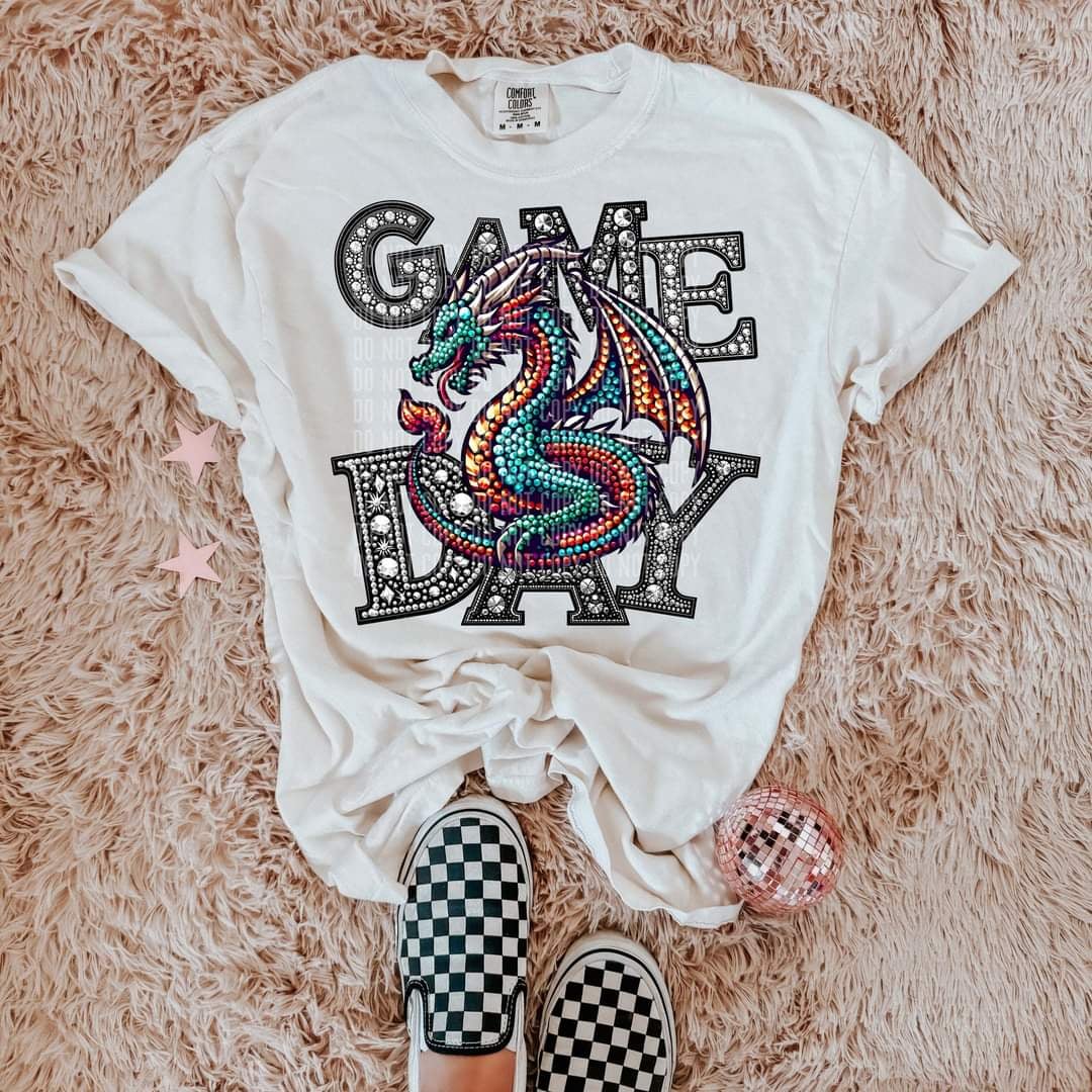 Game day dragons silver rhinestones mascot 44461 DTF transfer