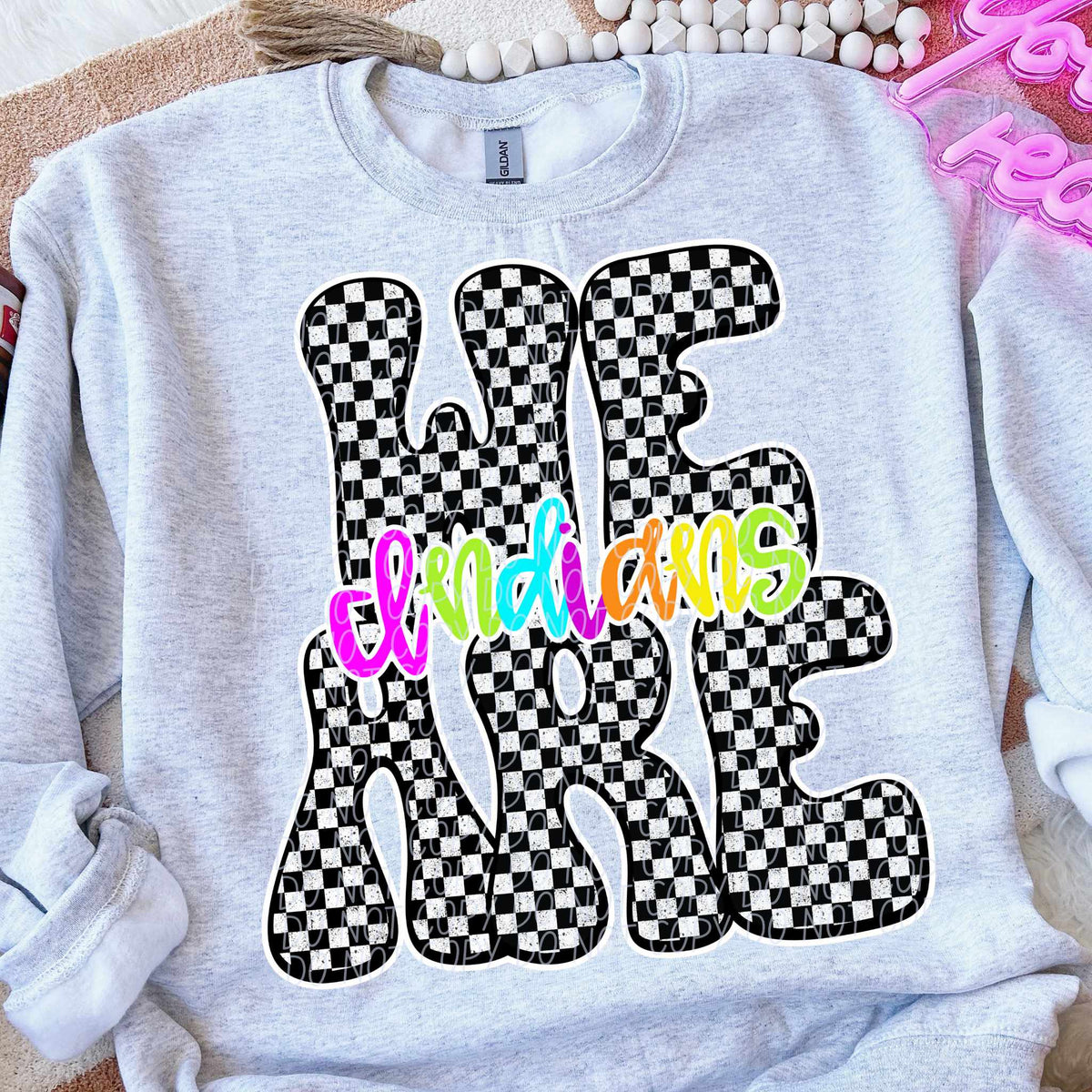We are Indians rainbow checkered (City) DTF transfer