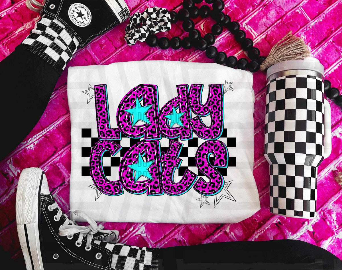 Lady Cats Pink Leopard Neon (Caplinger) DTF transfer