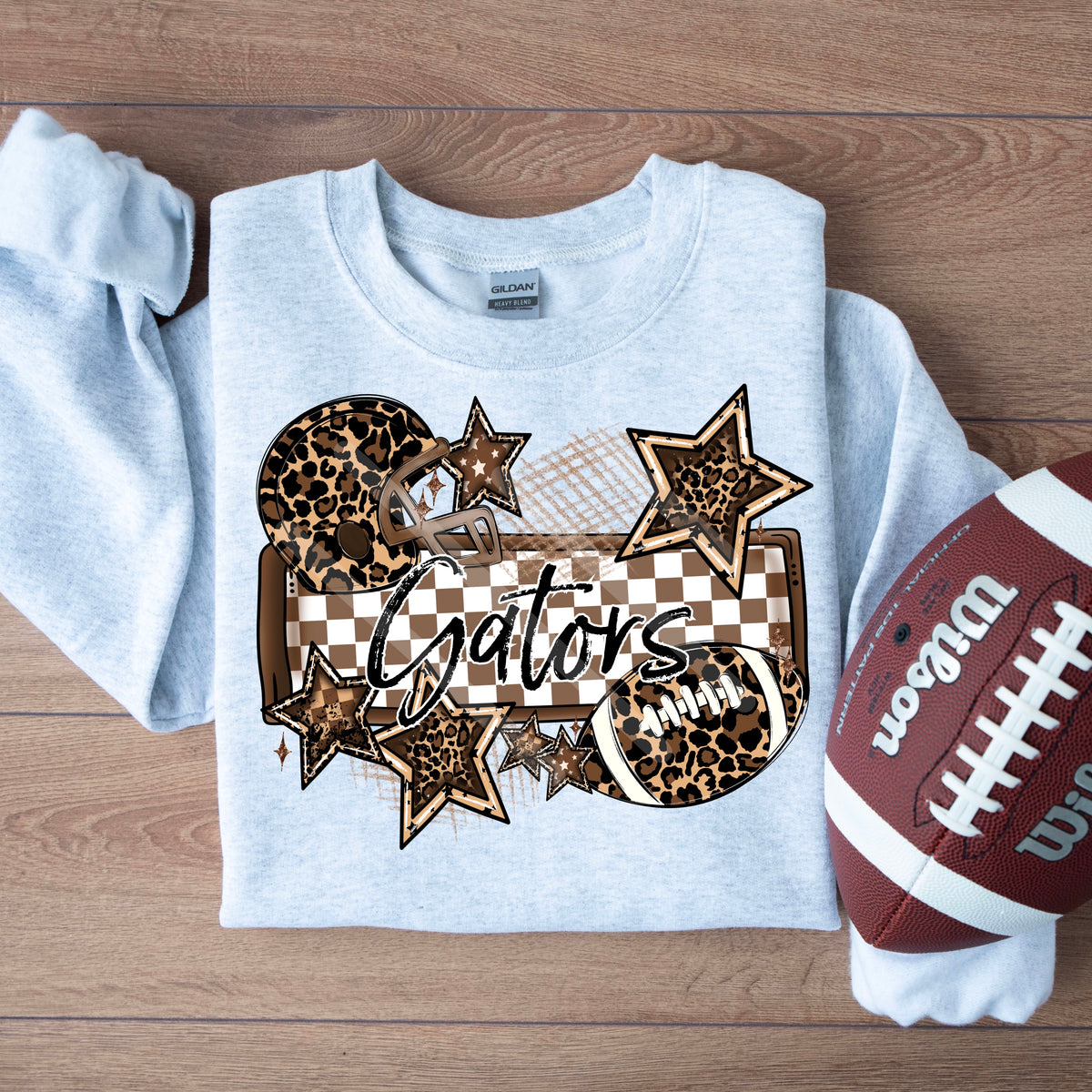 Gators LEOPARD football frame and stars DTF transfer