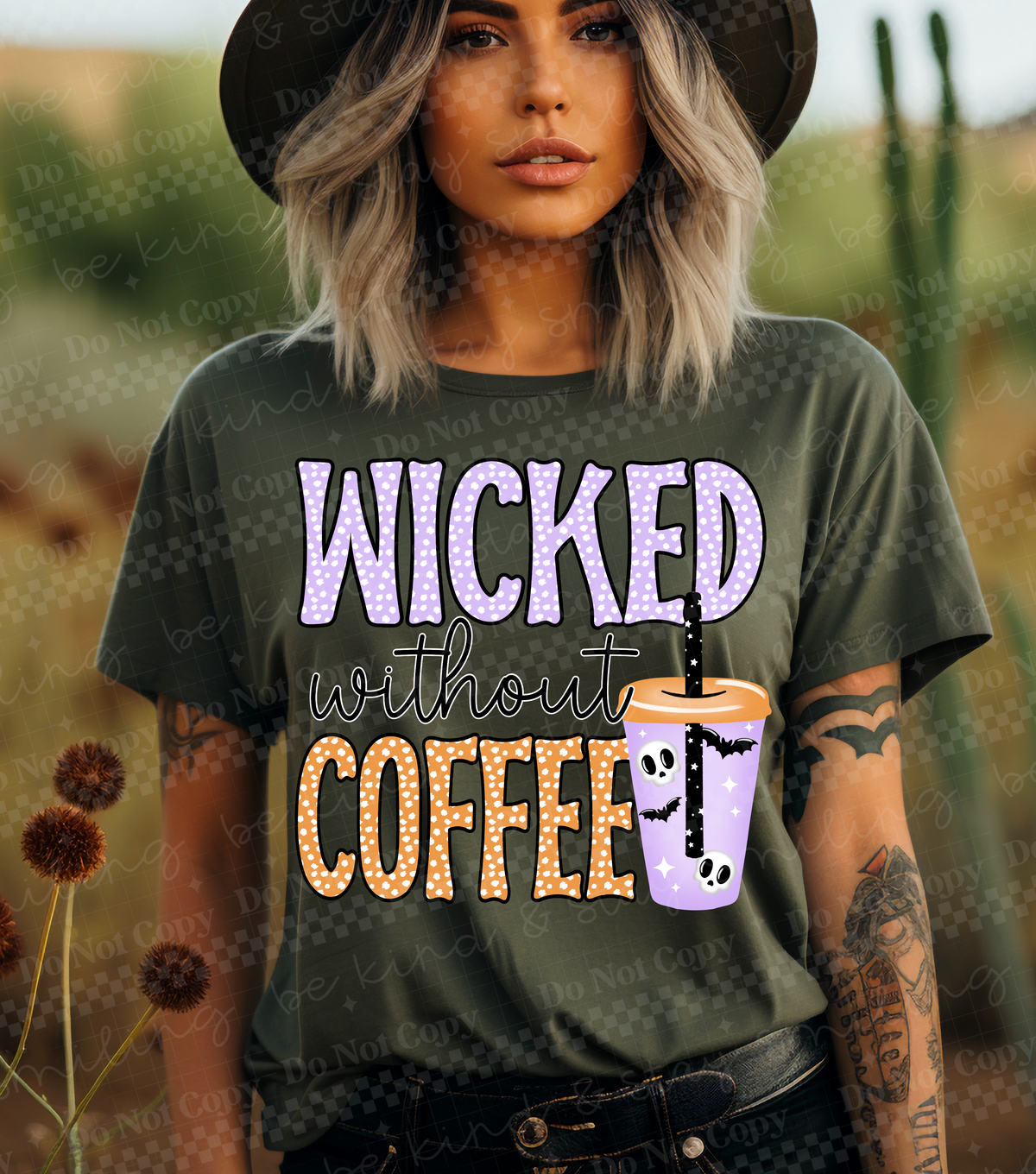 Wicked without coffee CMLD DTF transfer