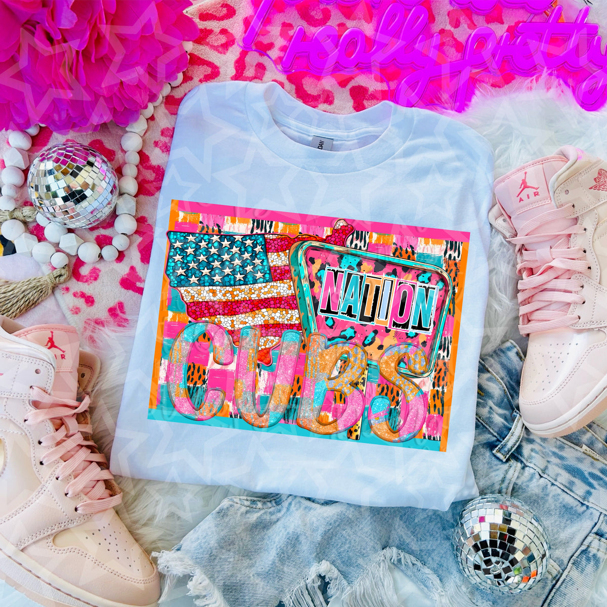 Cubs nation patriotic VIRGO DTF transfer