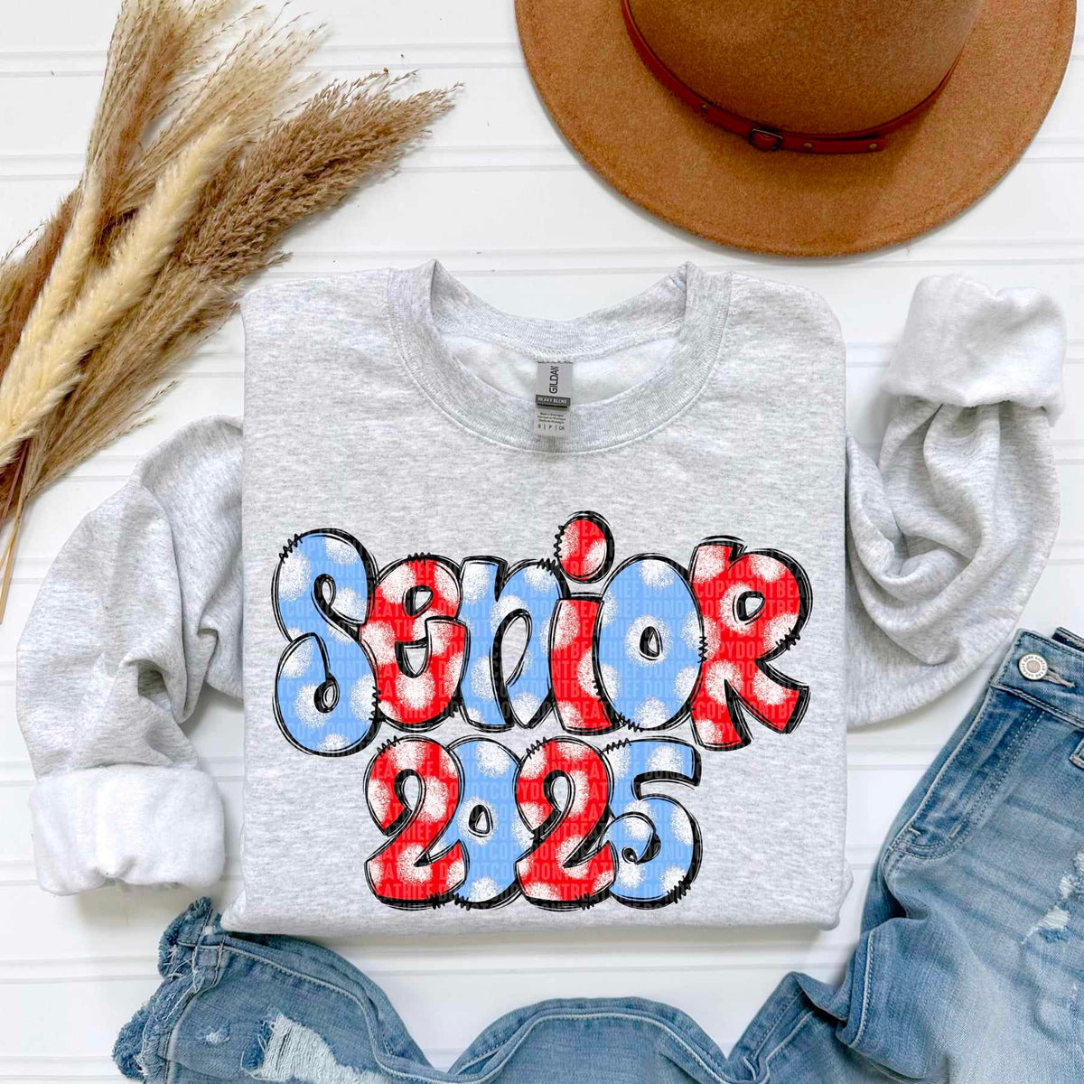 Senior 2025 light blue and red 50615 DTF transfer