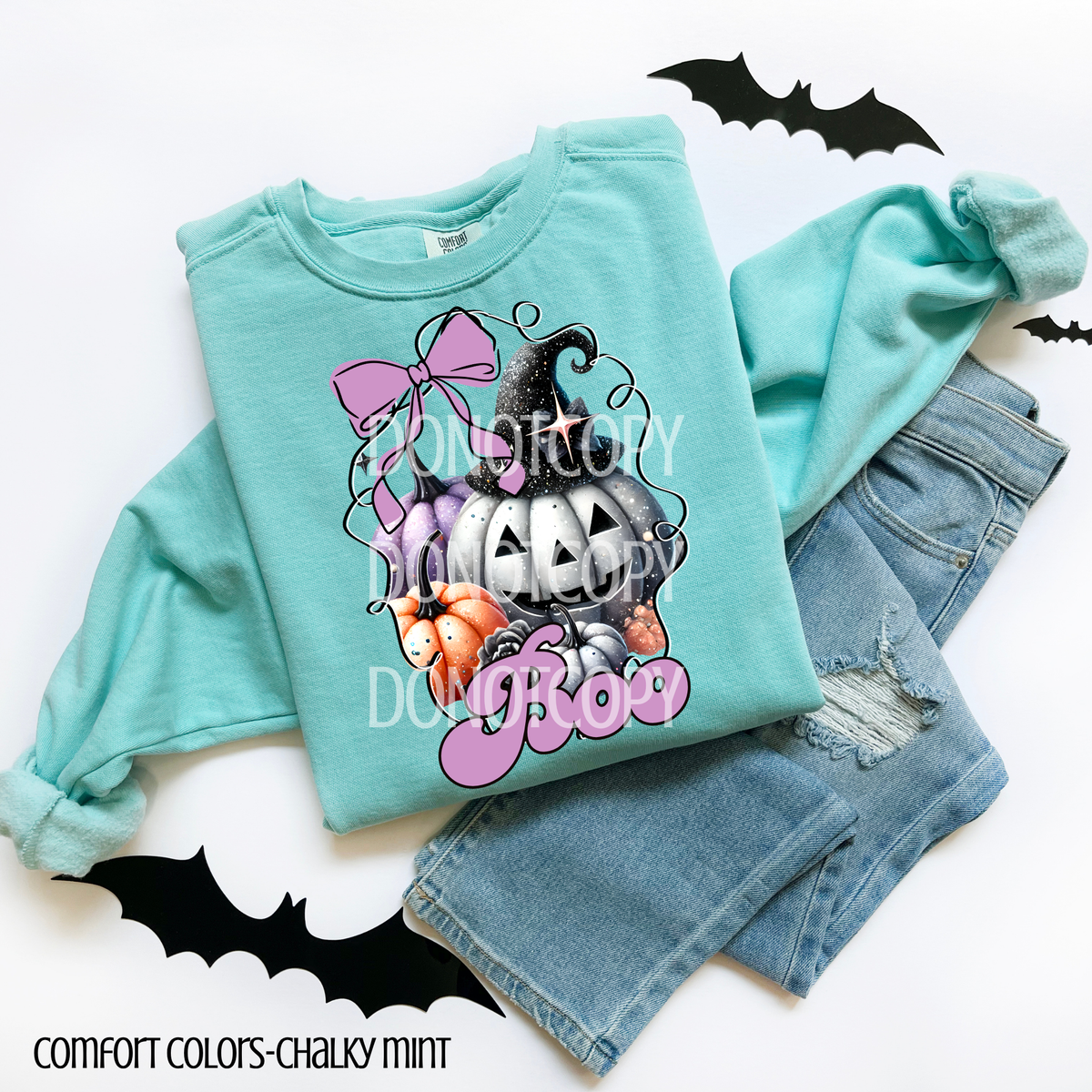 Boo black pumpkin purple bow CSG DTF transfer