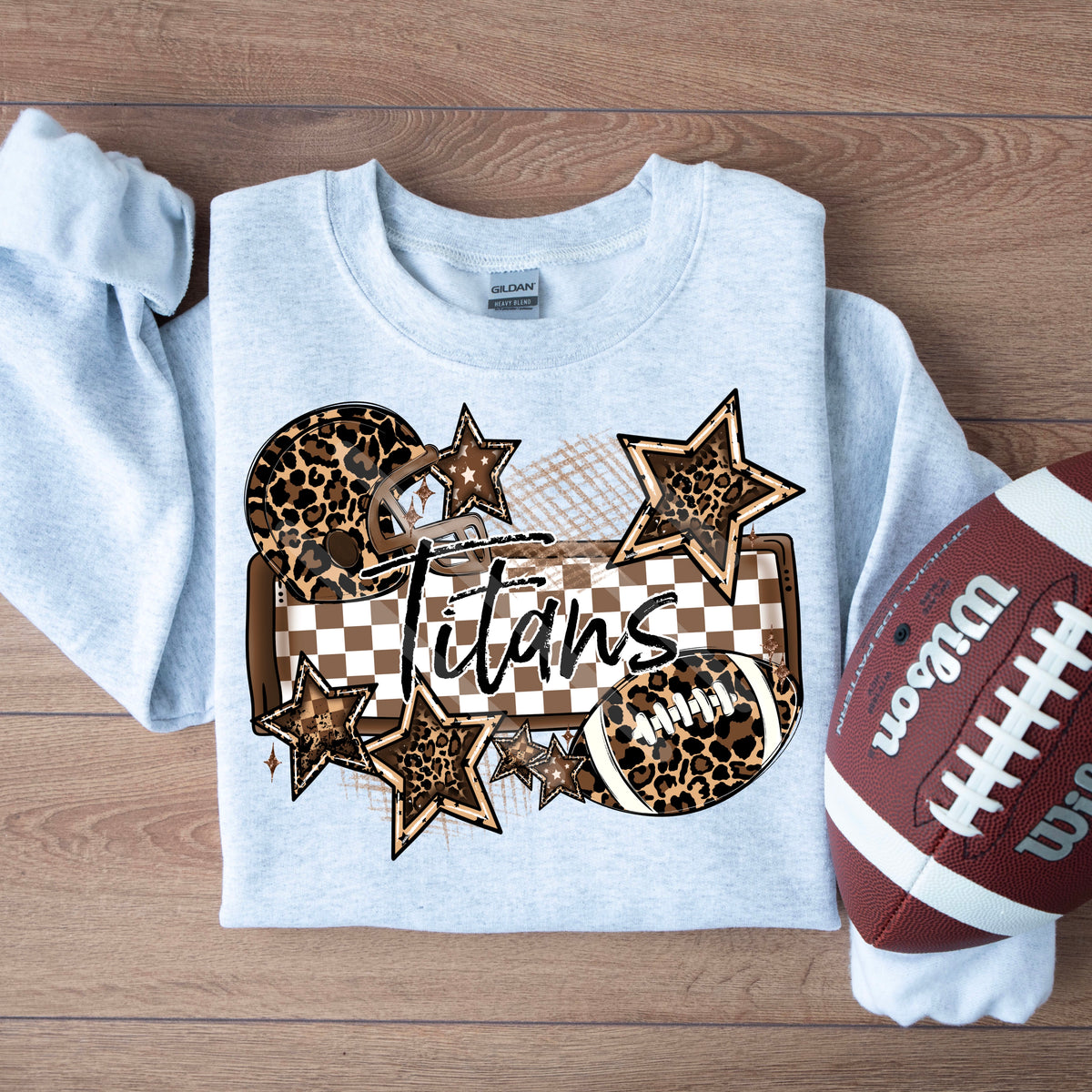 Titans LEOPARD football frame and stars DTF transfer