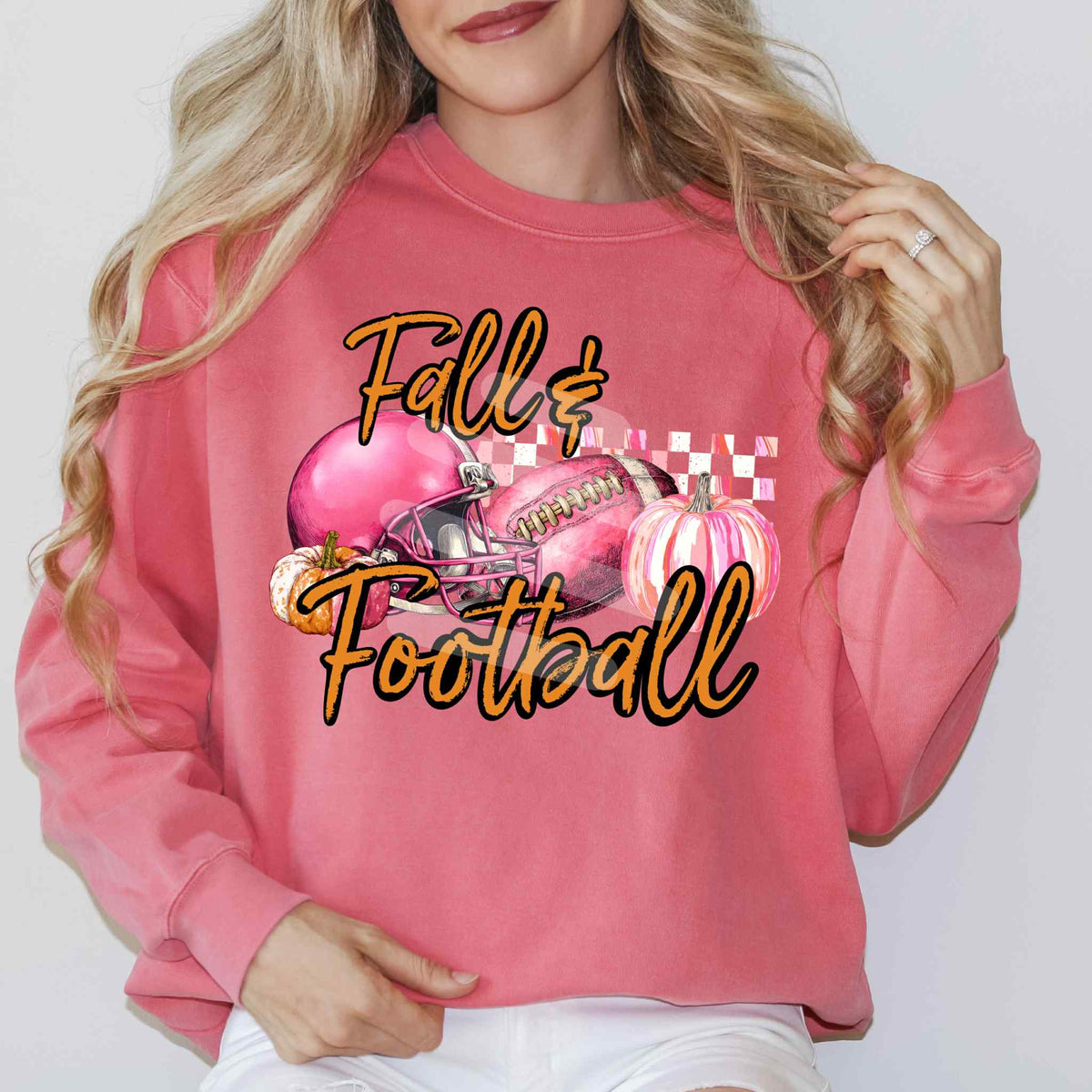 Fall and football pink DTF transfer