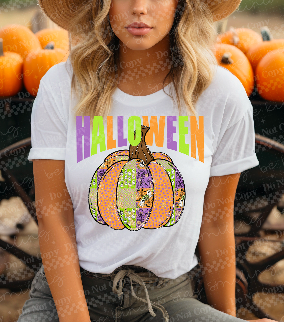 Halloween colorful font and pumpkin CMLD DTF transfer
