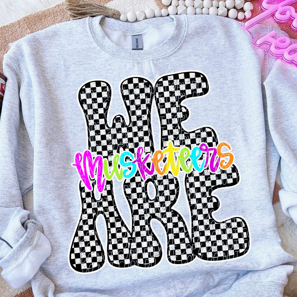 We are Musketeers rainbow checkered (City) DTF transfer