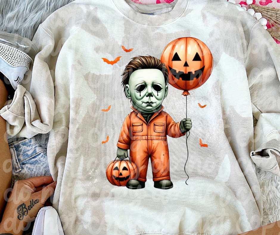 Myers ORANGE SUIT pumpkin balloon  DTF transfer