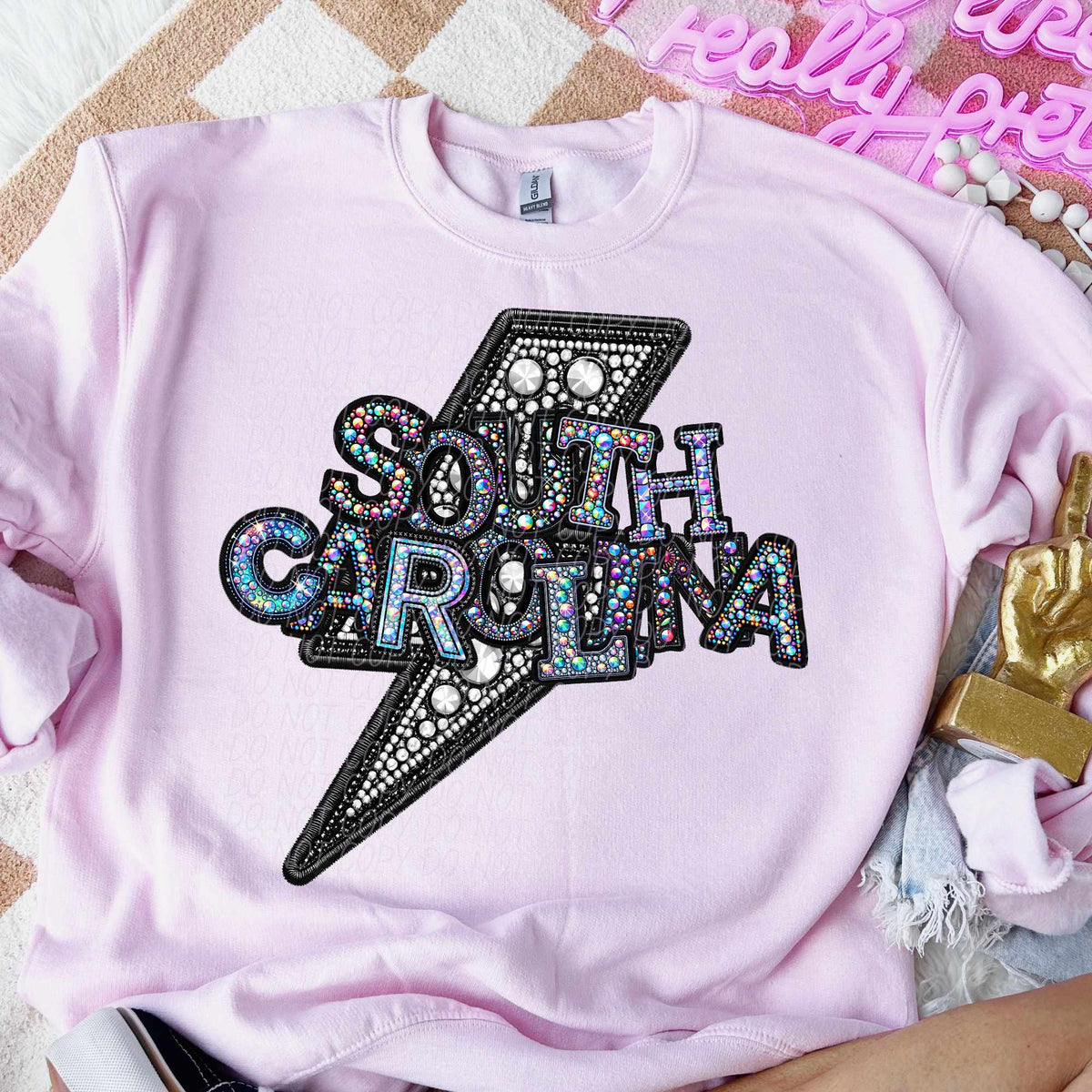 South carolina rhinestone lightning bolt (CITY) 44088 DTF transfer