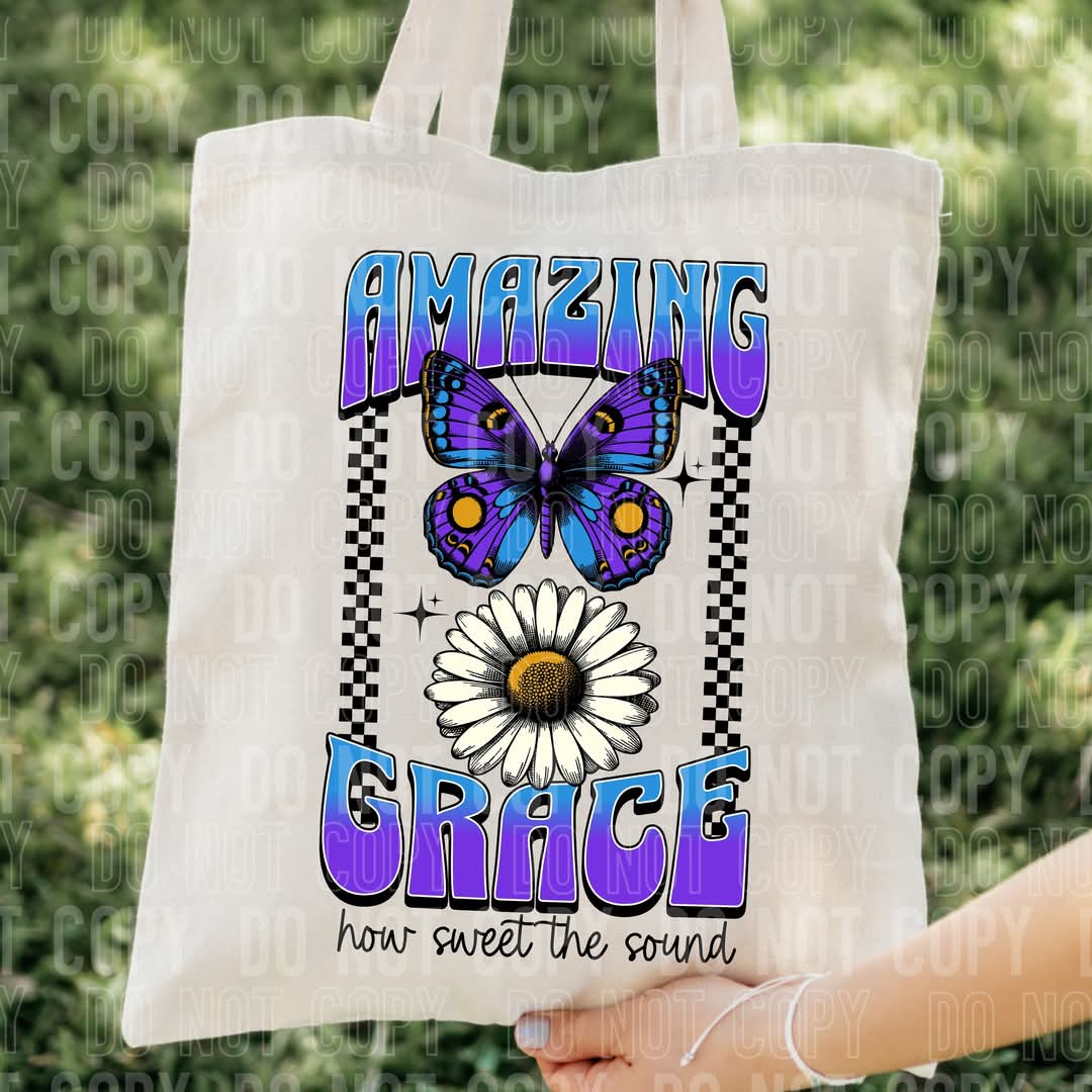 Amazing Grace how sweet the sound butterfly DTF transfer