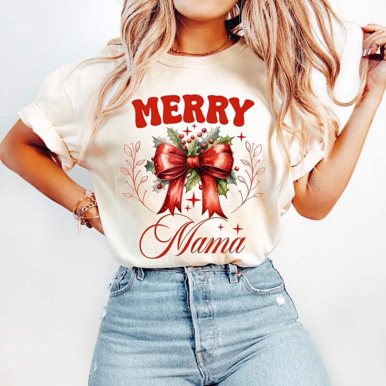 Merry mama bow 43963 DTF TRANSFER