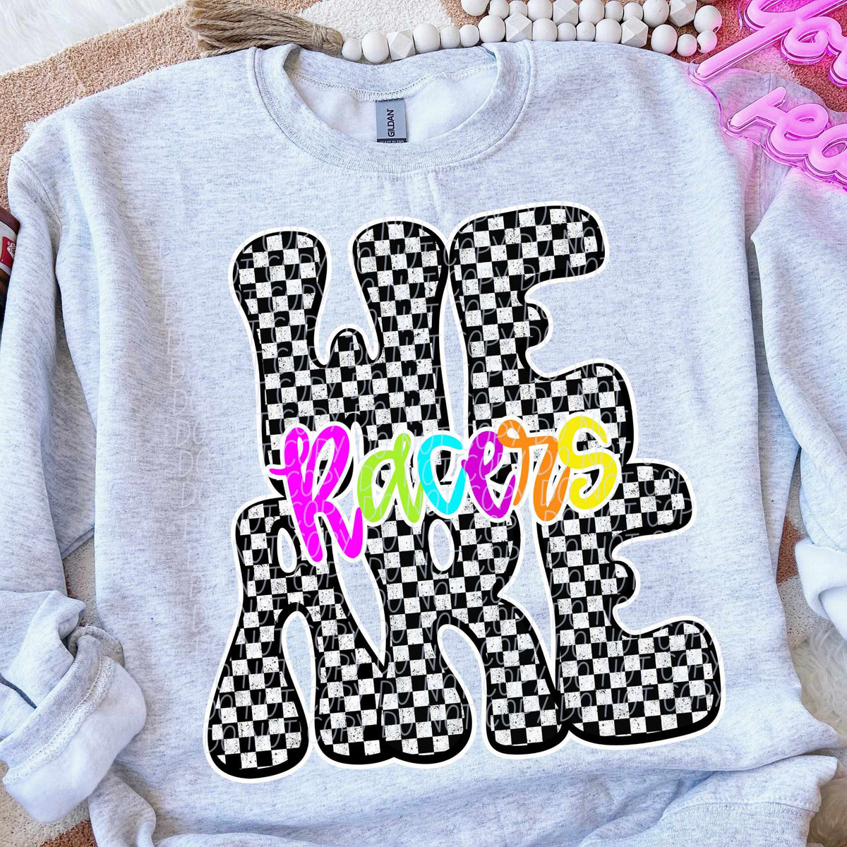 We are Racers rainbow checkered (City) DTF transfer