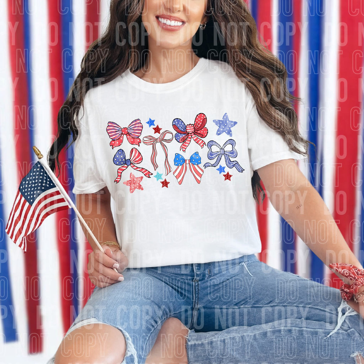 Patriotic bow collage sbb DTF transfer