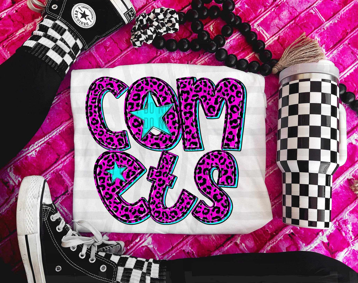 Comets Pink Leopard Neon (Caplinger) DTF transfer