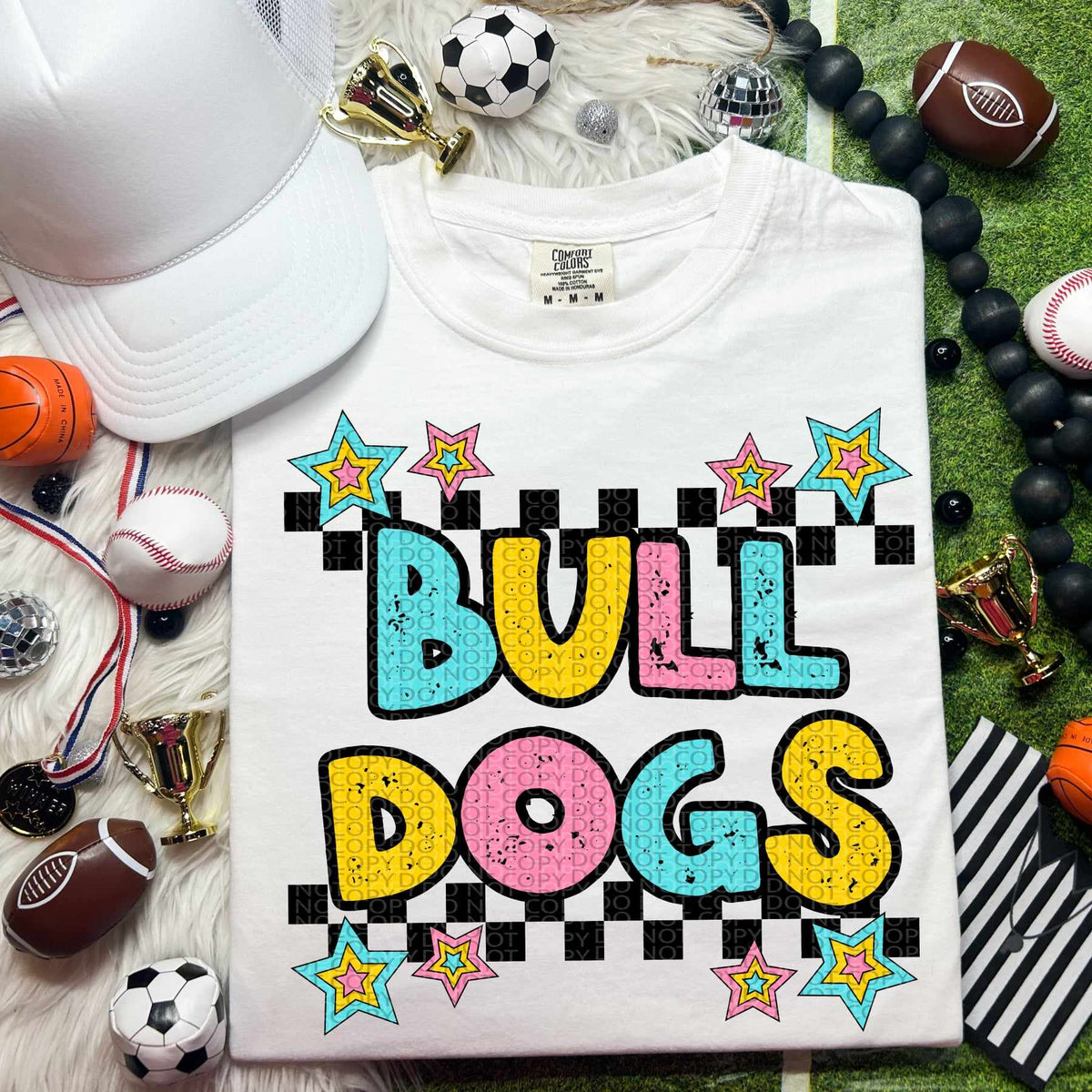 Bulldogs blue yellow pink 44425 DTF transfer