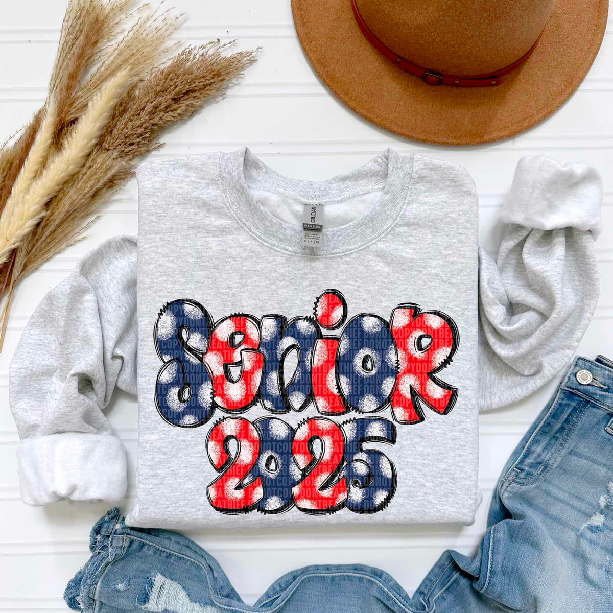 Senior 2025 blue and red 50557 DTF transfer