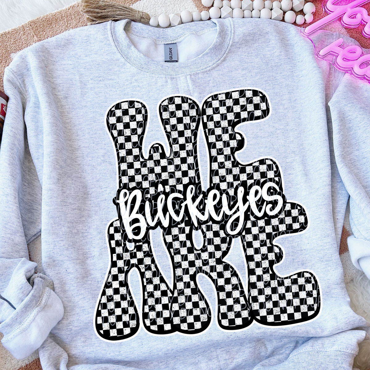 We are buckeyes black and white checkered (City) DTF transfer