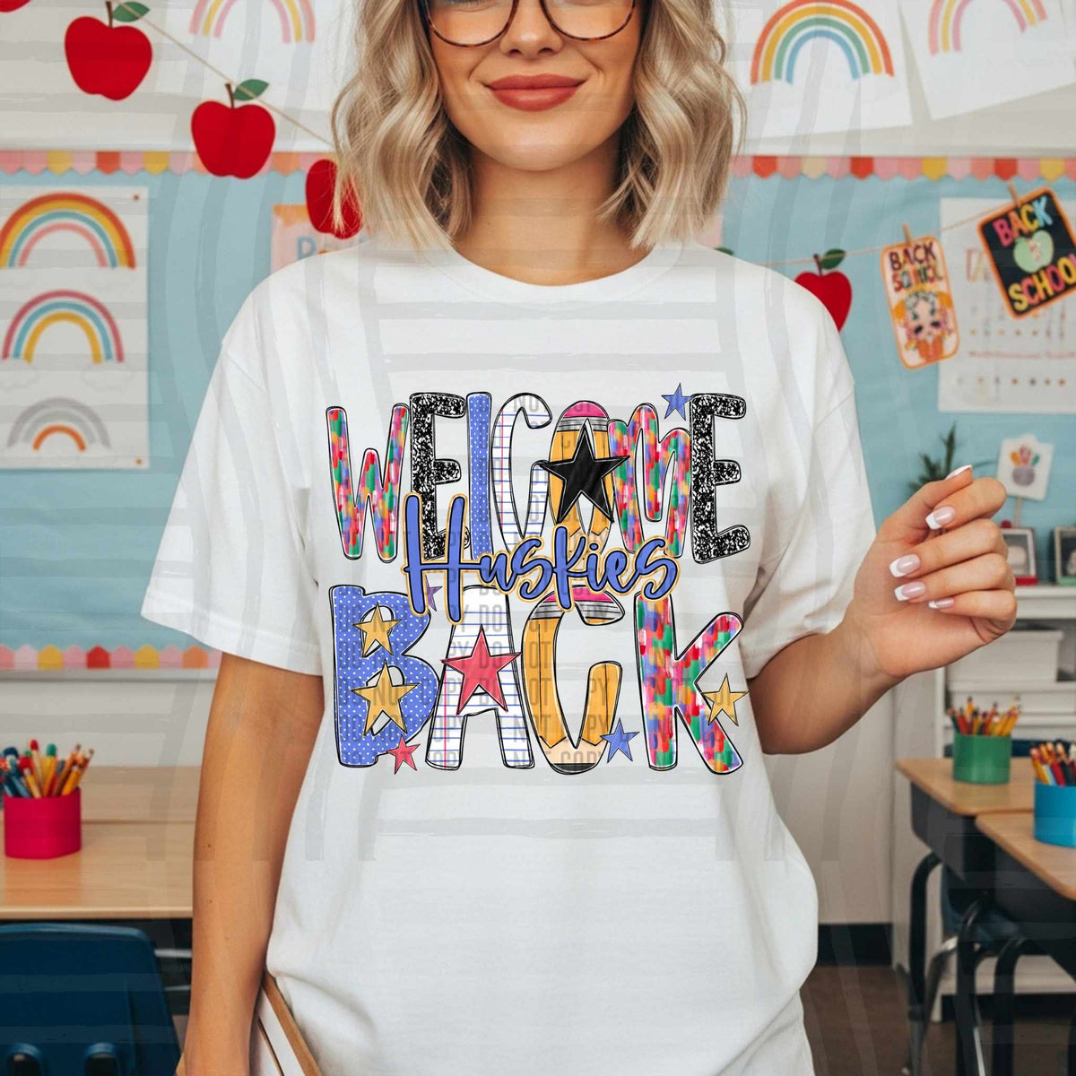 Welcome Back Huskies school font (Caplinger) DTF transfer