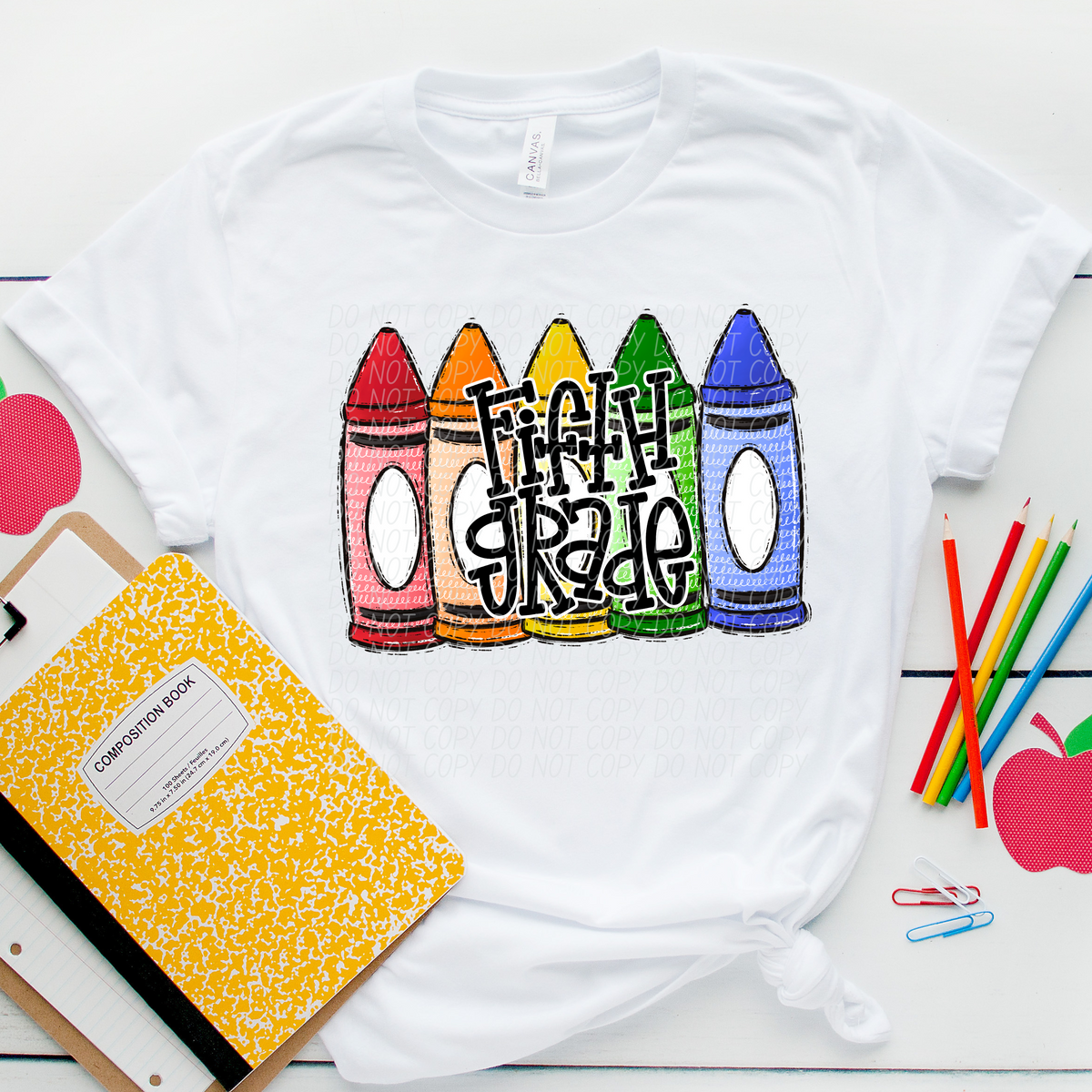 Fifth grade crayons BOY CITY  DTF transfer