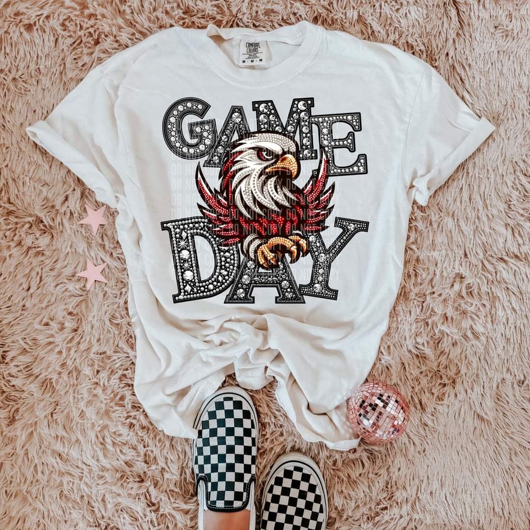 Game day falcons silver rhinestones mascot 44443 DTF transfer
