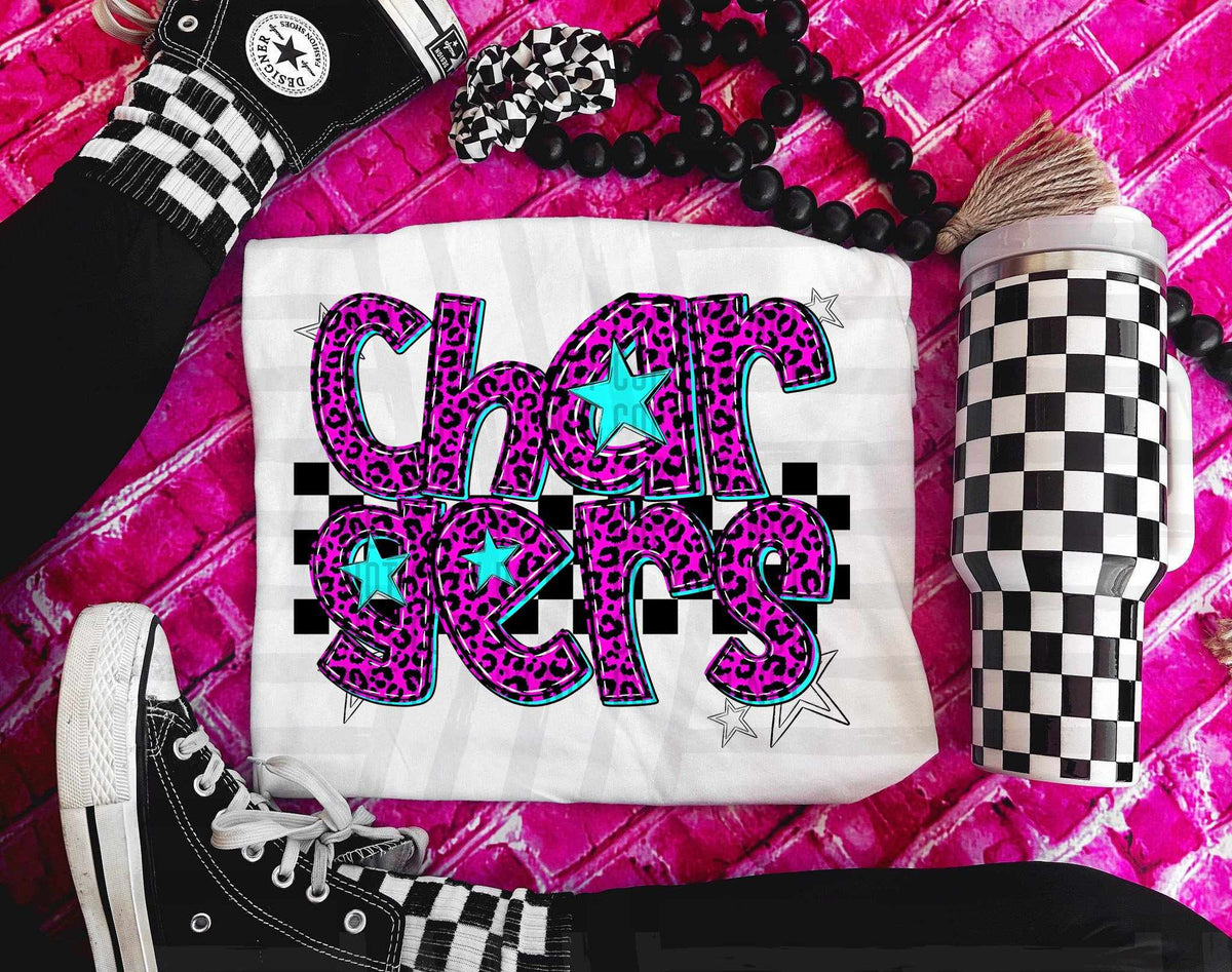 Chargers Pink Leopard Neon (Caplinger) DTF transfer
