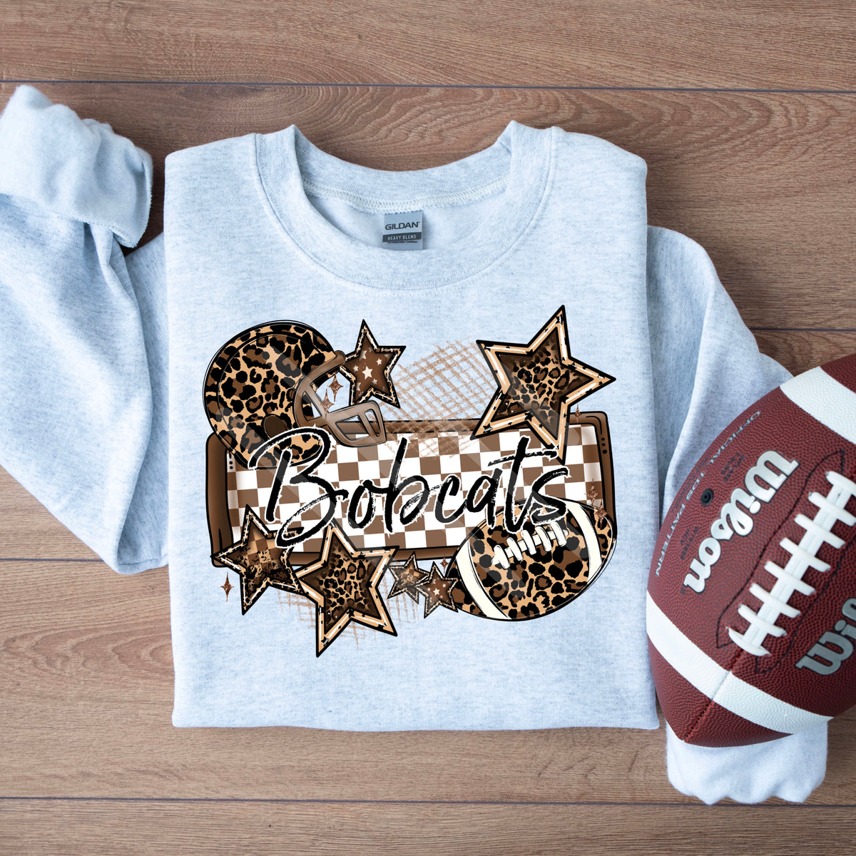 Bobcats LEOPARD football frame and stars DTF transfer