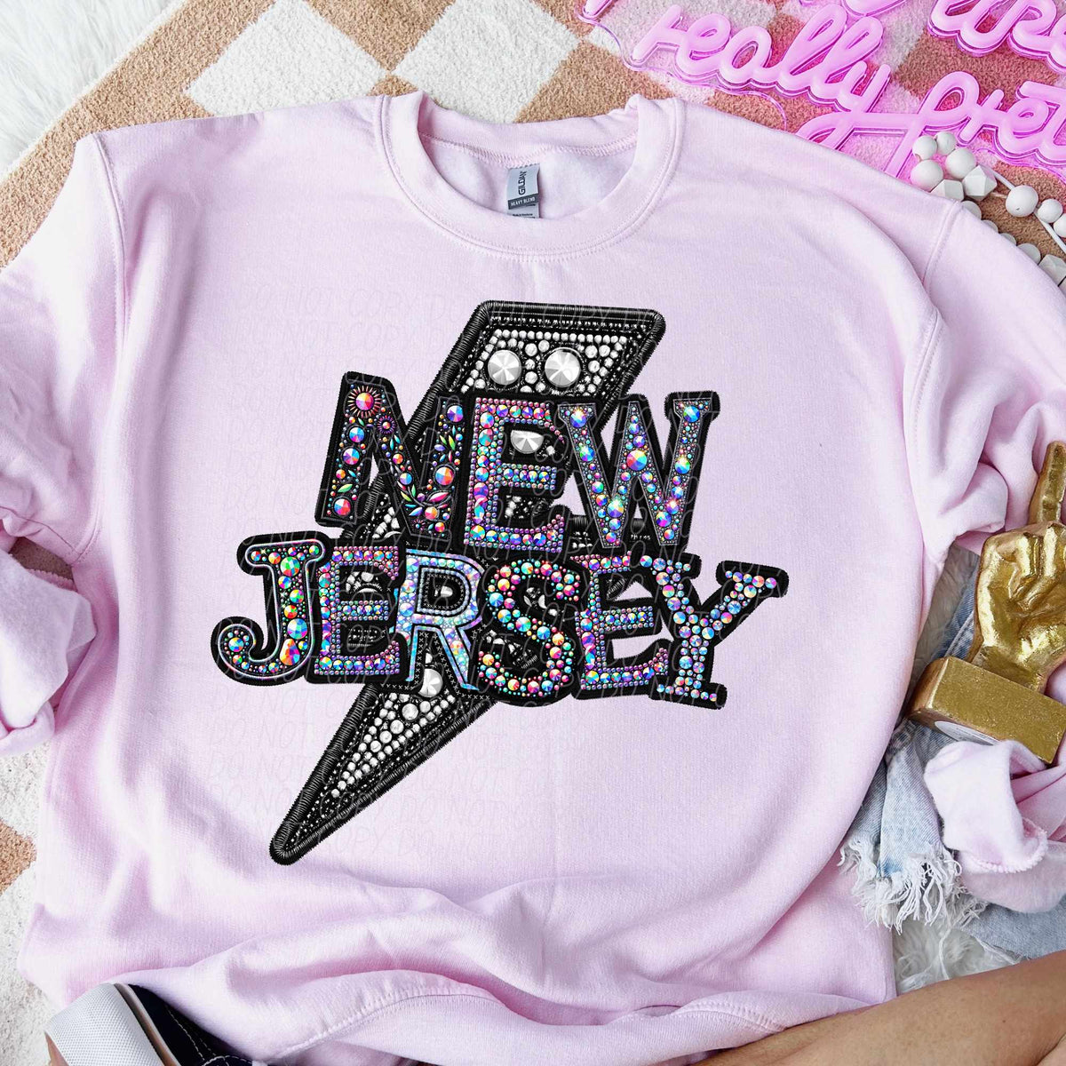 New jersey rhinestone lightning bolt (CITY) 44095 DTF transfer