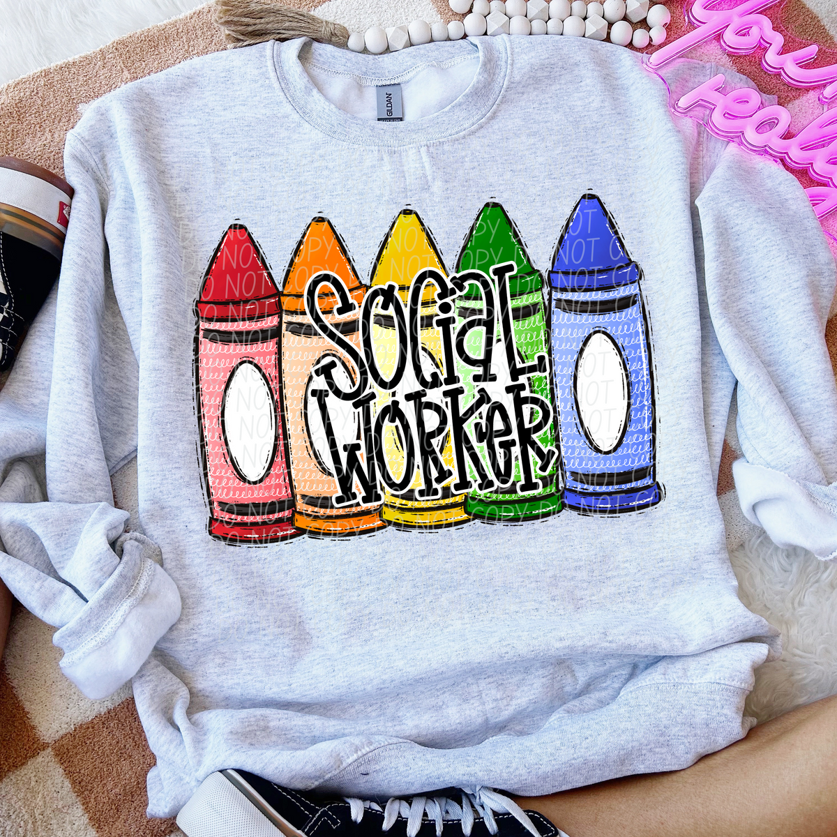 Social worker crayons BOY CITY  DTF transfer