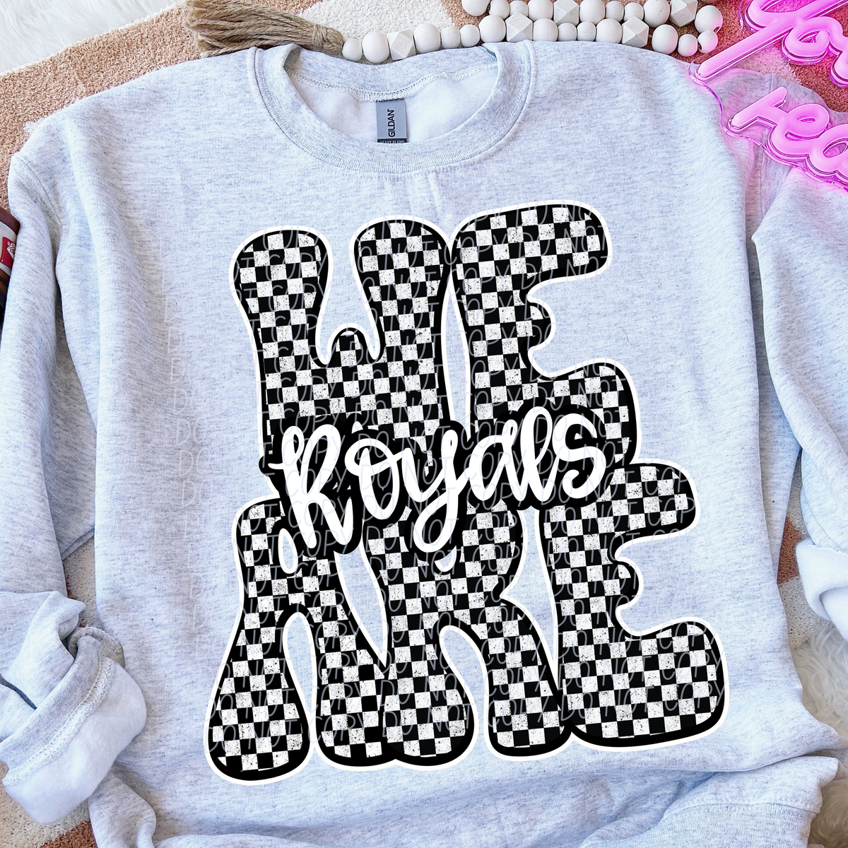 We are royals black and white checkered (City) DTF transfer
