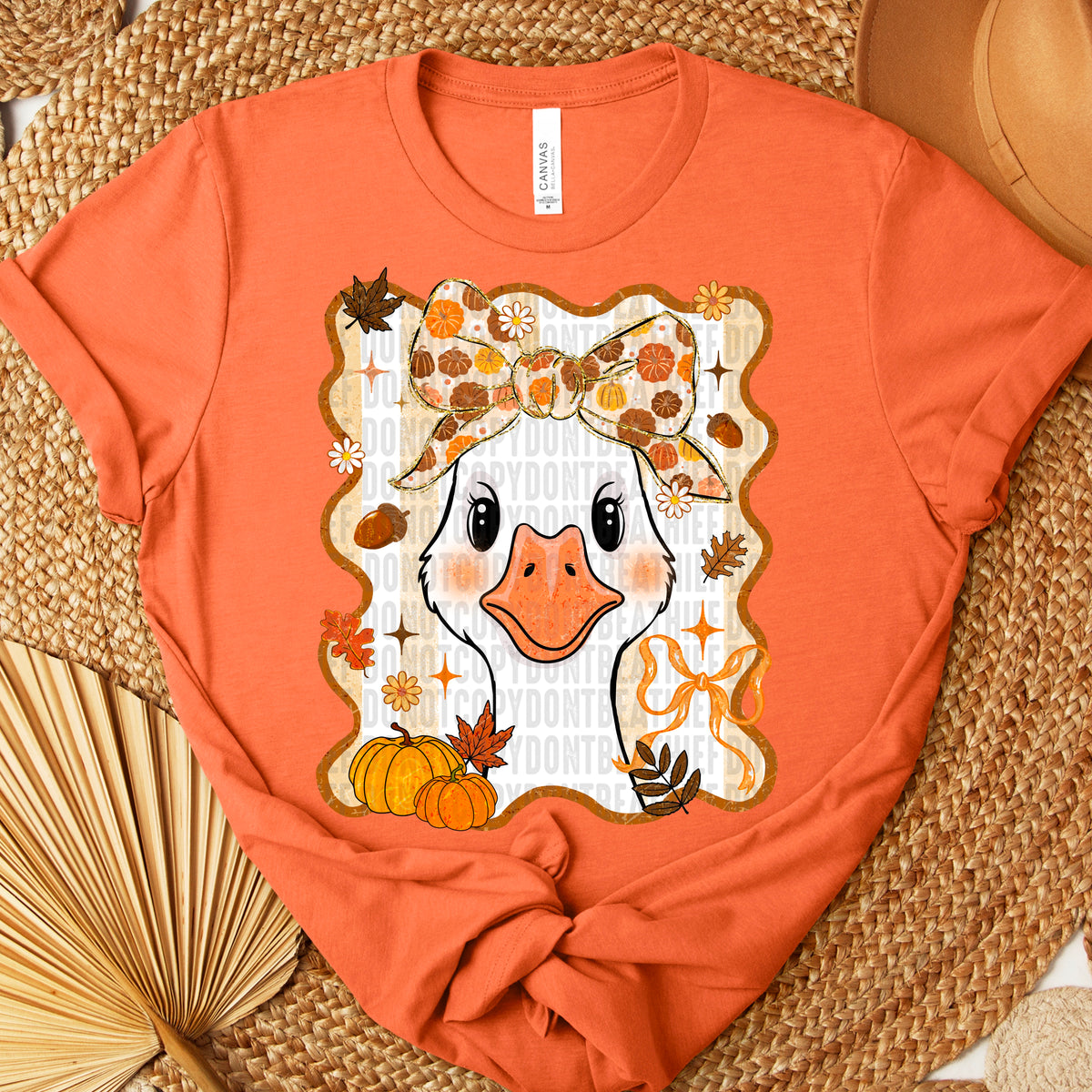 Goose with fall bow and pumpkins 111159 DTF transfer