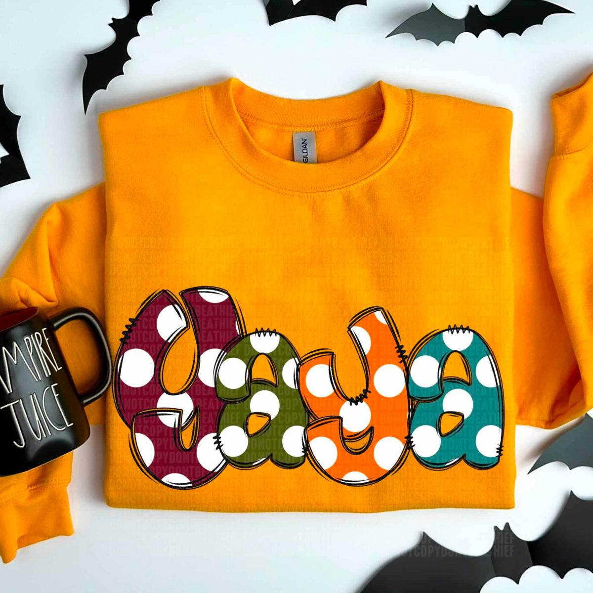 Yaya polka dots fall colors 52078 DTF transfer