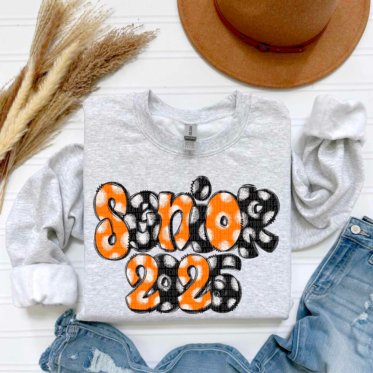 Senior 2025 orange and black 50614 DTF transfer