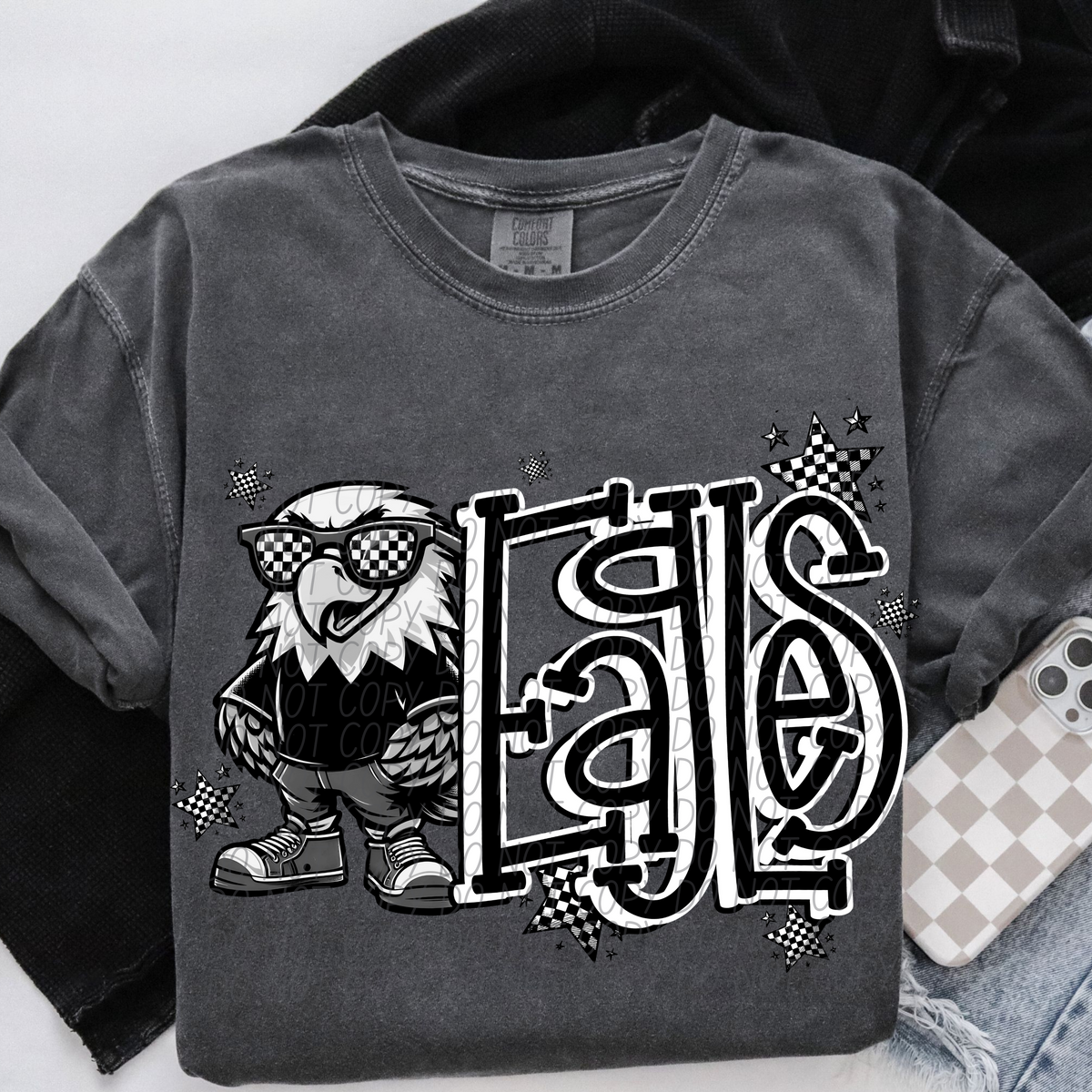 Eagles checkered city DTF transfer