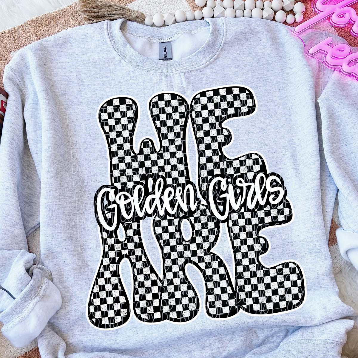 We are golden girls black and white checkered (City) DTF transfer