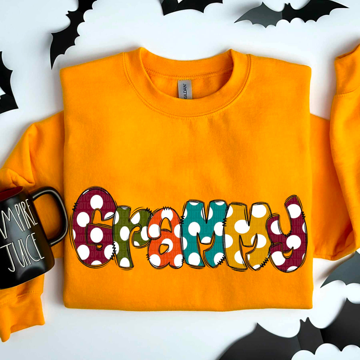 Grammy polka dots fall colors 52076 DTF transfer