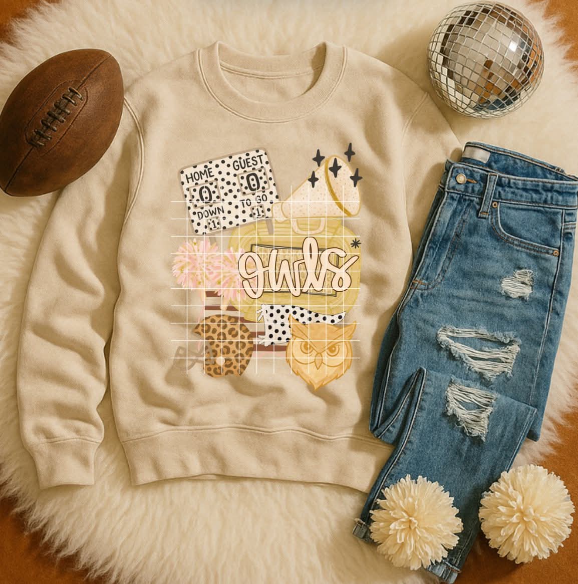 Owls beige (City) DTF transfer