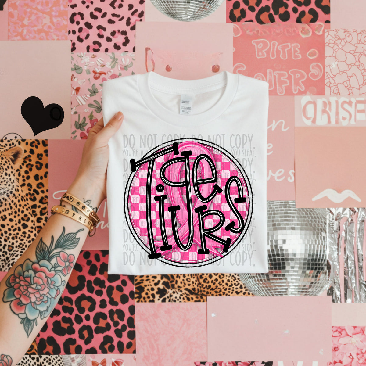 Tigers pink checkered SWD DTF transfer