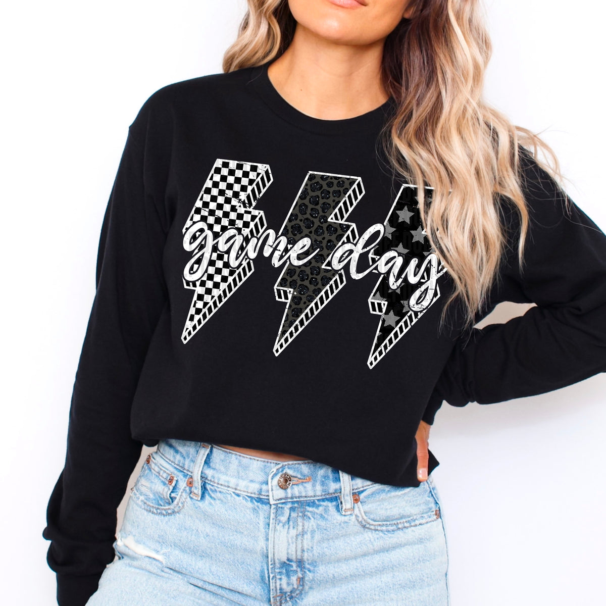 Game Day lightning bolt trio FONT DTF 111131 transfer