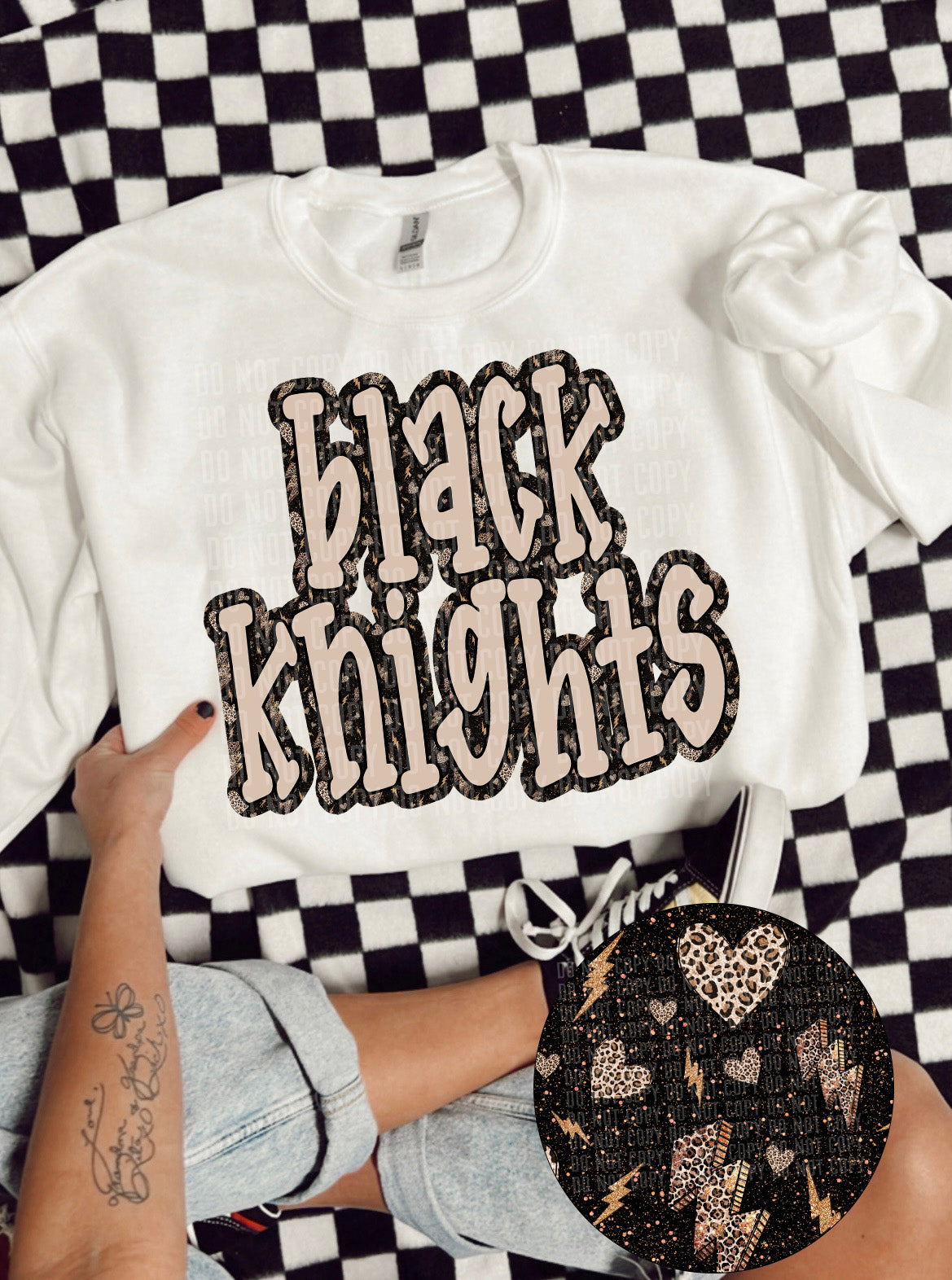 Black knights lightning bolt outline (CCDD) 43623 DTF TRANSFER